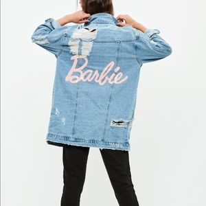 barbie x missguided distressed denim jacket